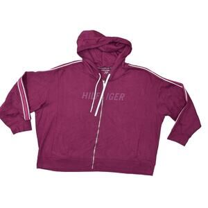 Tommy Hilfiger Sport Purple Jacket 3X Plus Zip Long Sleeve Hooded Pockets Cotton